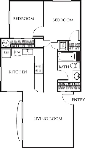 Floor plan One Bedroom with Den 750