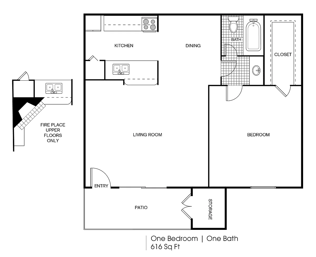 Floor plan 1 bedroom 1 bath