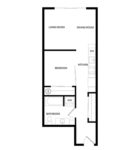 Floor plan Bergan Place - 1x1 A2