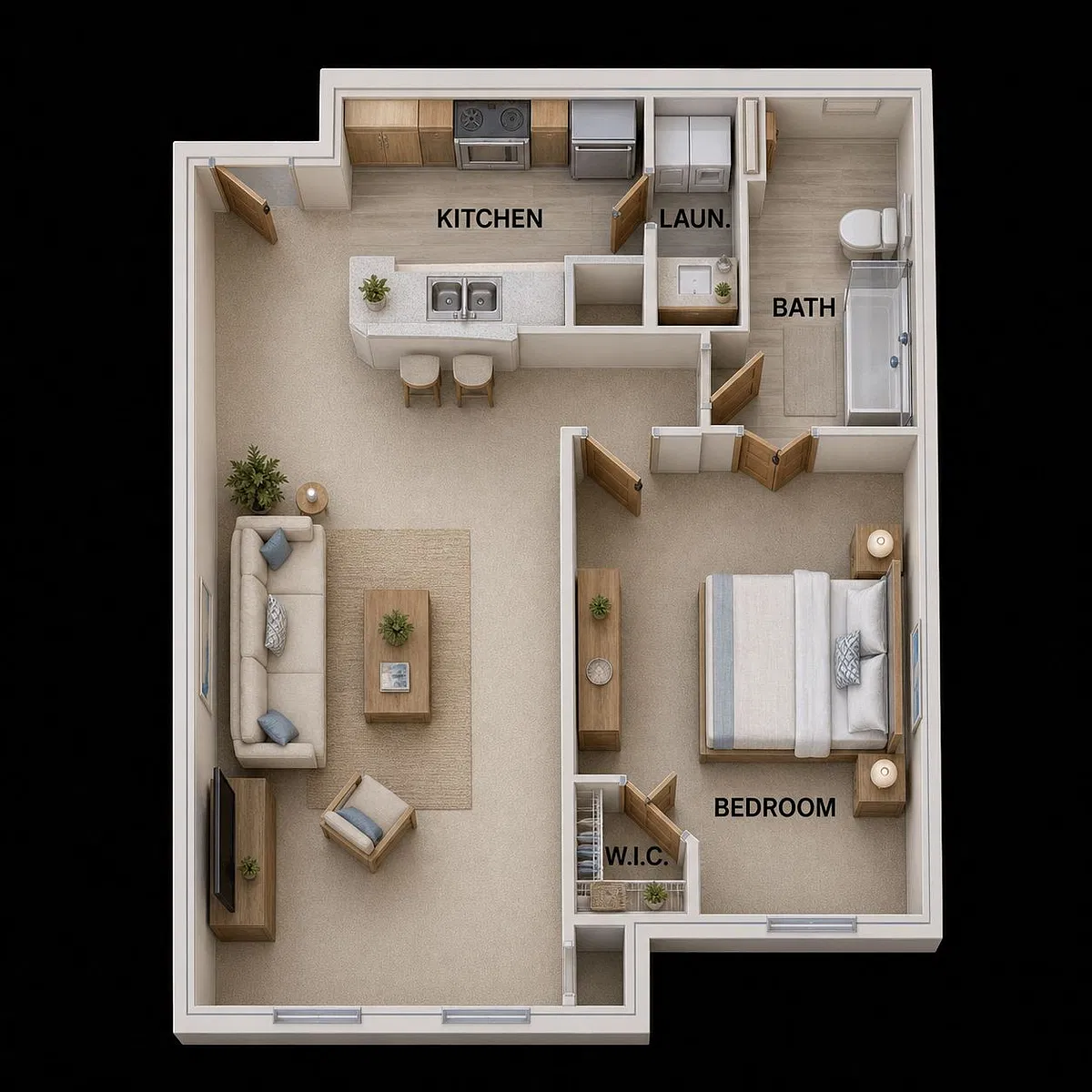Floor plan 1 Bedroom | 1 Bath