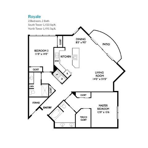Floor plan North Tower Royale