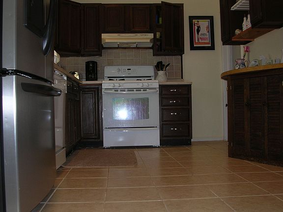 Kitchen w/new floor, counter and backsplsh
