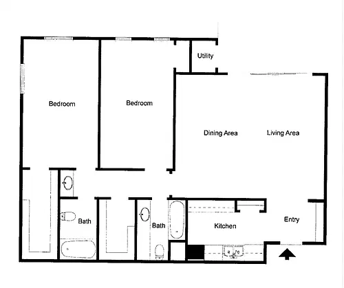 Floor plan 2 Bed 2 Bath Incl Internet and TV App November 1st