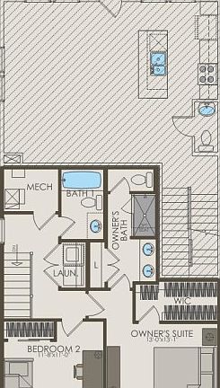Second Floor 2 br 3 ba