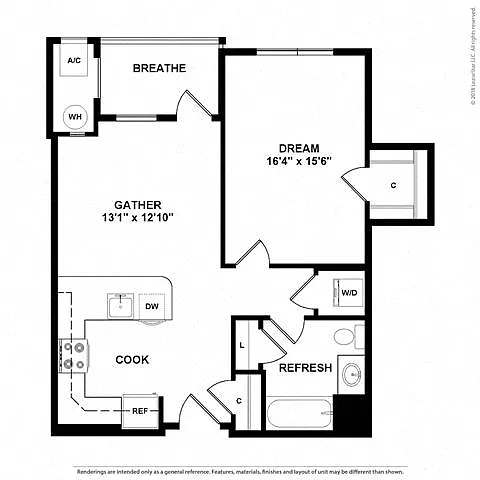 Floor plan 1G w/ Balcony