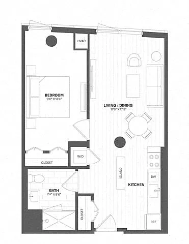 Floor plan 1 Bed/1 Bath-a46