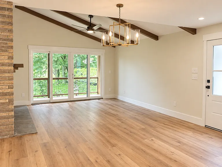 Eat in kitchen with second living space or extend to an extra large dining room with deck access.