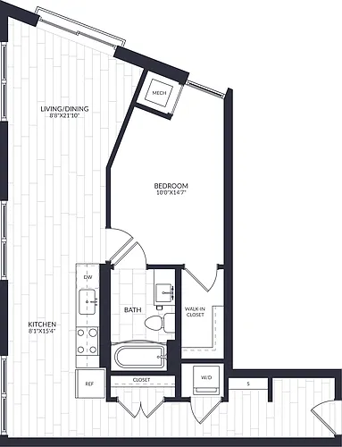 Floor plan 1 Bed/1 Bath-A2-21