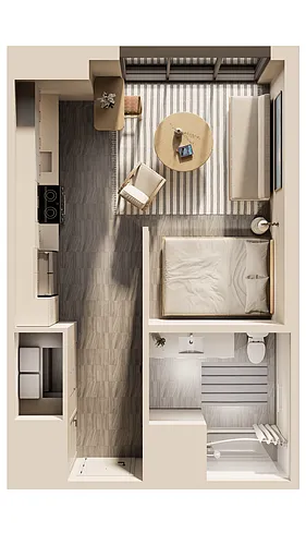 Floor plan East Studio on Promenade C