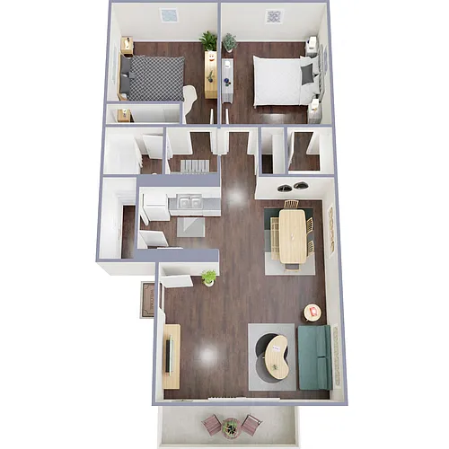 Floor plan 2 Bedroom 1 Bath