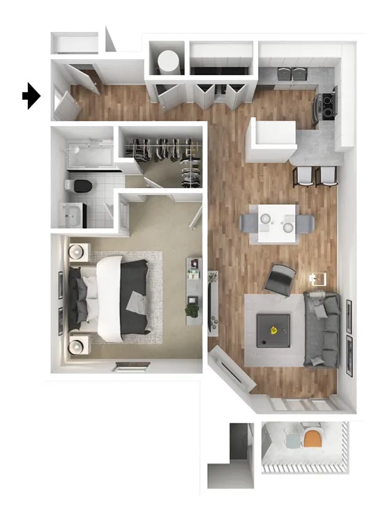 Floor plan 1 X 1 B