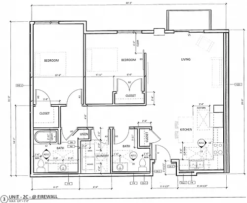 Floor plan 2B/1.5B