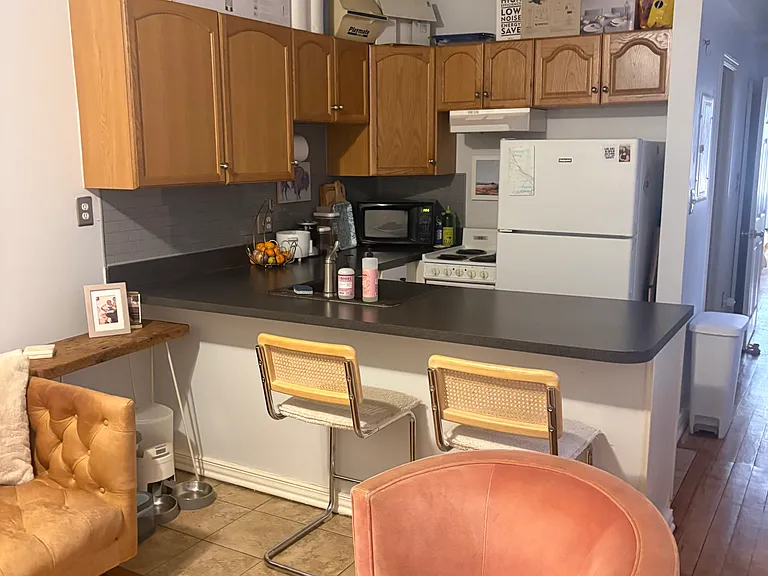 View of kitchen from living room