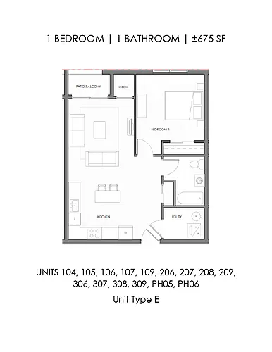 Floor plan One Bedroom One Bath Large