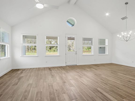 Great room with vaulted ceiling