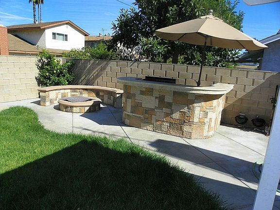 stone BBQ and stone firepit