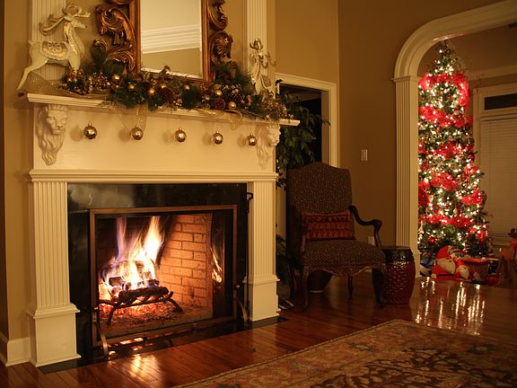 Fireplace in living room.  