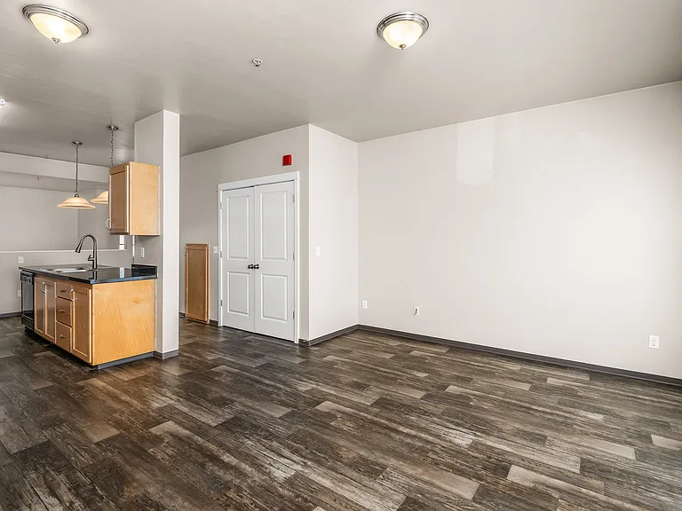 2 bedroom living space and kitchen