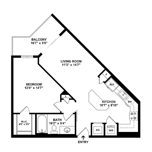 Floor plan 1 Bed/1 Bath-A2