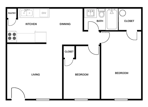 Floor plan Two bedroom One Bath