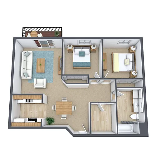 Floor plan Two Bedroom 21B