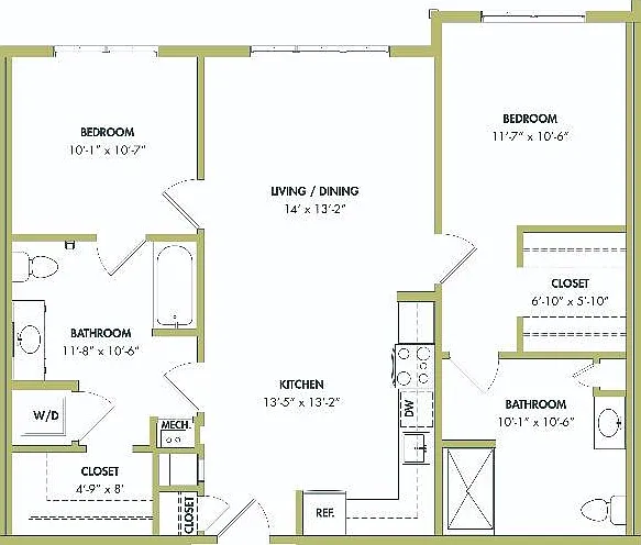 2 Bedroom, 2 Bathroom 2 Bedroom, 2 Bathroom