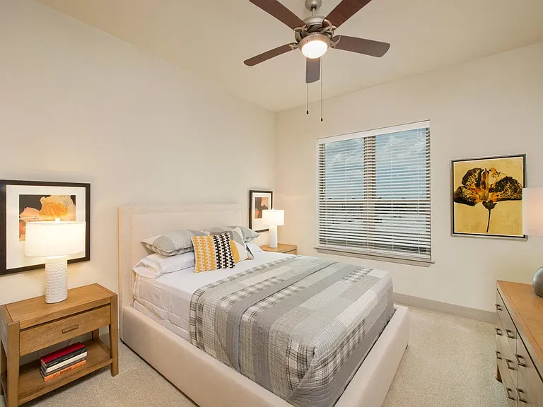 Ceiling fans with decorative lighting in each bedroom