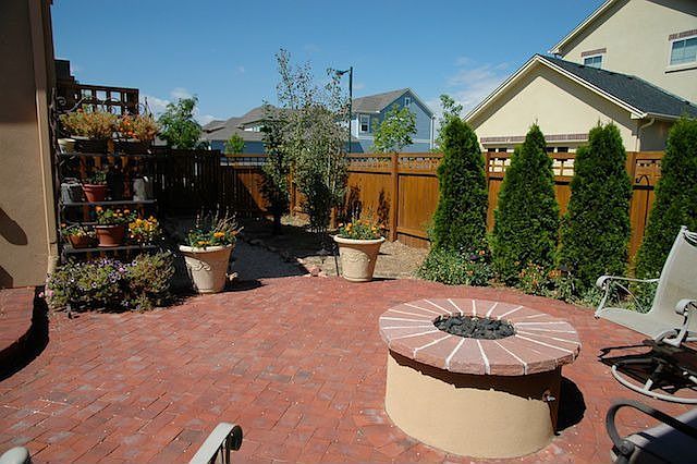 Fire pit and side yard