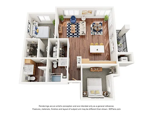 Floor plan Two Bedroom 2E - 70%