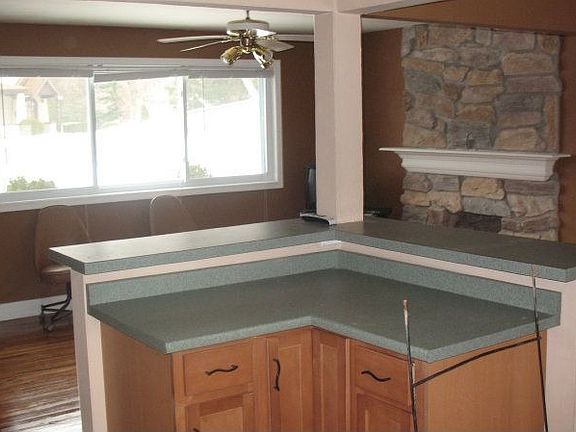 view from kitchen into living room