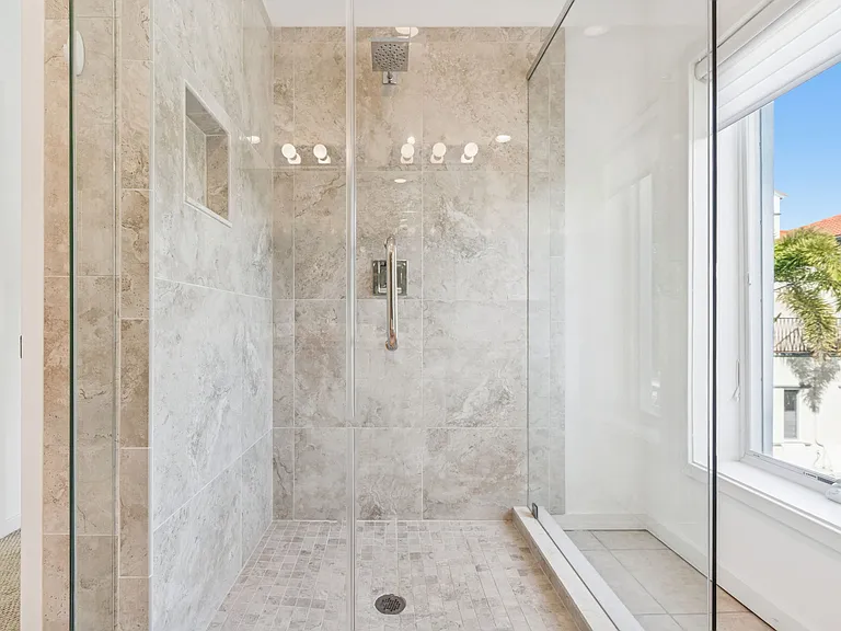 Master Bathroom with Glass Enclosed Step in Shower