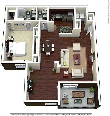 Floor plan 1 Bed 1.5 Bath