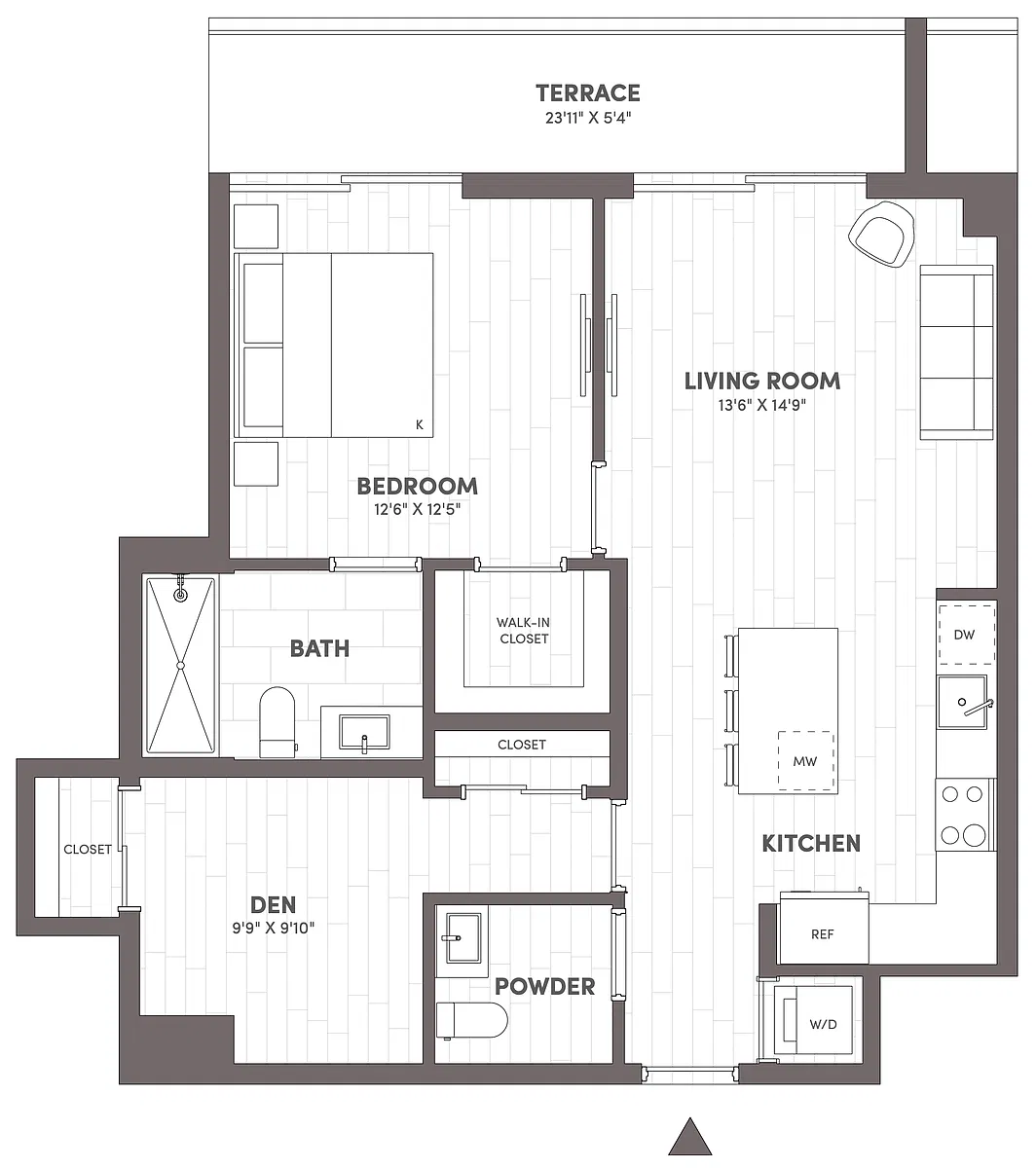 Floor plan 1 Bed-1.5 Bath-C.1