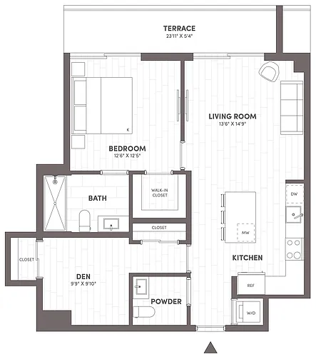 Floor plan 1 Bed-1.5 Bath-C.1