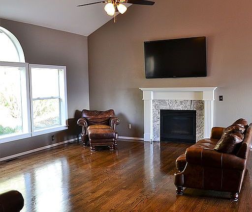 family room with gas fire