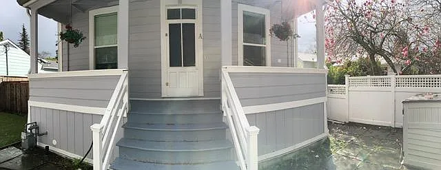 Front porch & private yard 