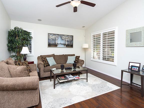 Family room with wood floors