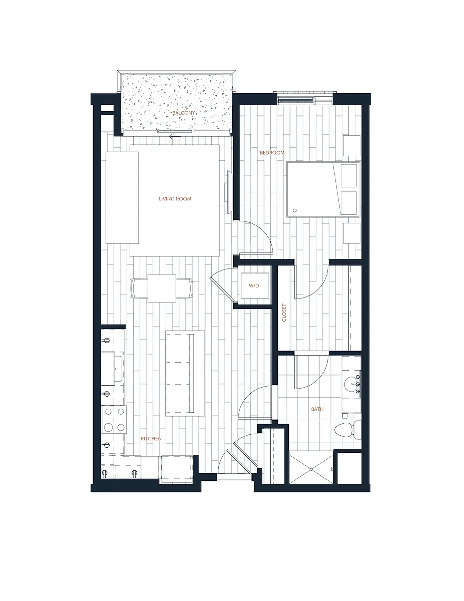 Floor plan A5 - 1 Bed 1 Bath