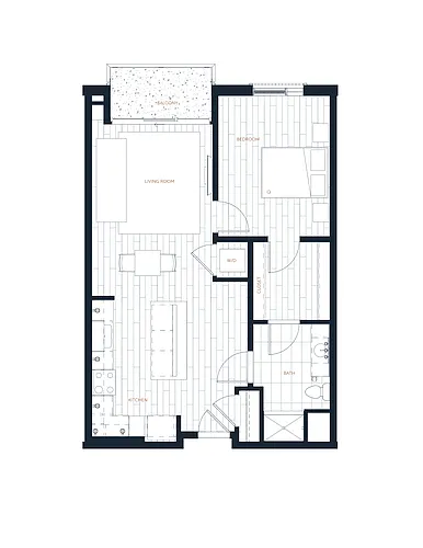 Floor plan A5 - 1 Bed 1 Bath
