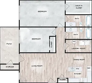 2 Bed 2 Bath- New Construction! Floorplan Diagram