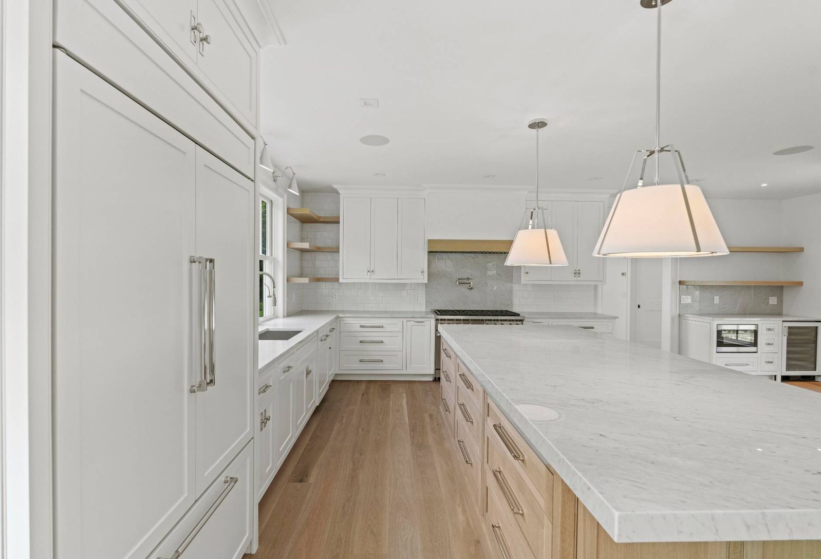  Kitchen Close Up Carrera Marble Custom cabinetry -Subzero -Wolf  48"   8  Burner stove