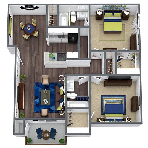 Floor plan B1: 2 Bed 2 Bath