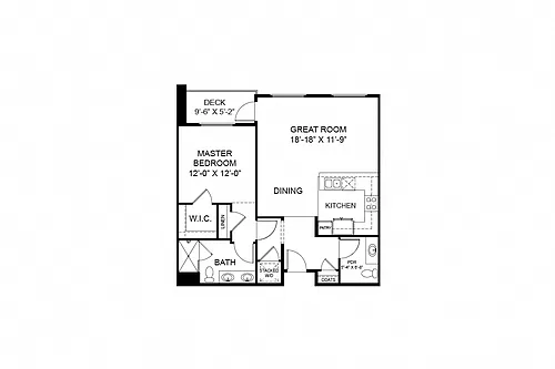 Floor plan 1 Bedroom 1E
