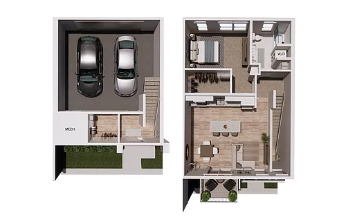 Floor plan Townhome 1B1B END