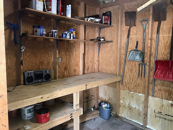 Inside shed