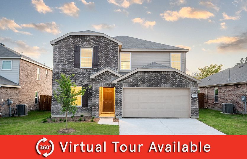 The Sandalwood, a two-story home with 2-car garage, shown with Home Exterior P