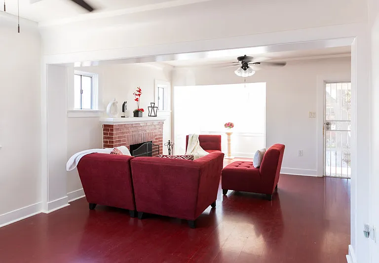 Open floor plan for Dining and Living rooms