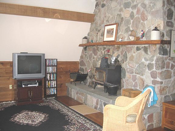 Stone fireplace in LR