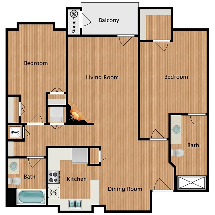 Floor plan 2 BR / 2 BA