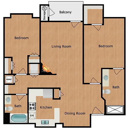 Floor plan 2 BR / 2 BA